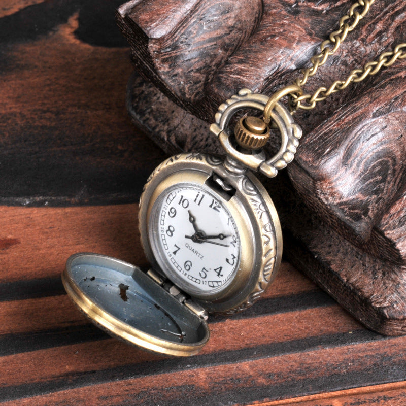Skeleton Vintage Arrow Flower Quartz Pocket Watch
