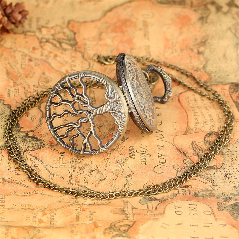 Vintage Skeleton Plus Accessory Flap Quartz Pocket Watch