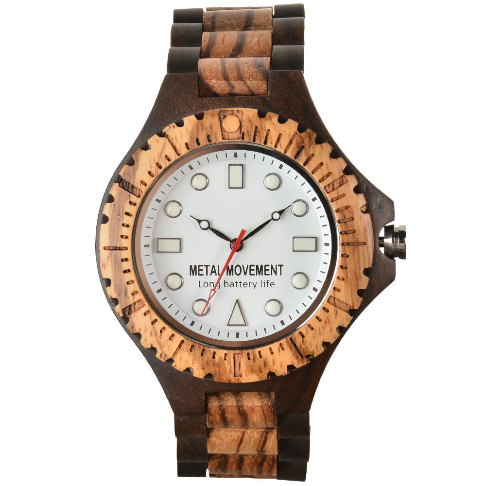Men's Europe And America Large Dial Quartz Wooden Watch