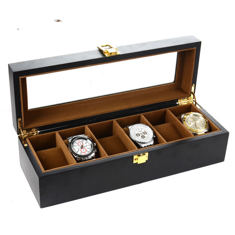 Black matte 6 grid watch box