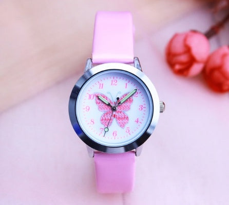 Orologi da polso per bambini, orologio da polso al quarzo per bambini, orologio da polso al quarzo per studenti, orologio impermeabile con quadrante a farfalla colorato e grazioso