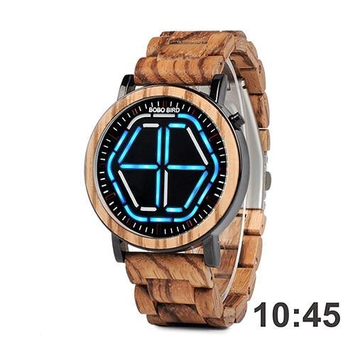 Bamboo LED Display Night Vision Digital Watch