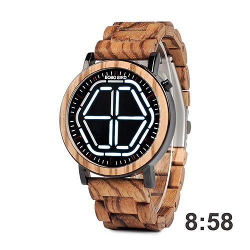 Bamboo LED Display Night Vision Digital Watch