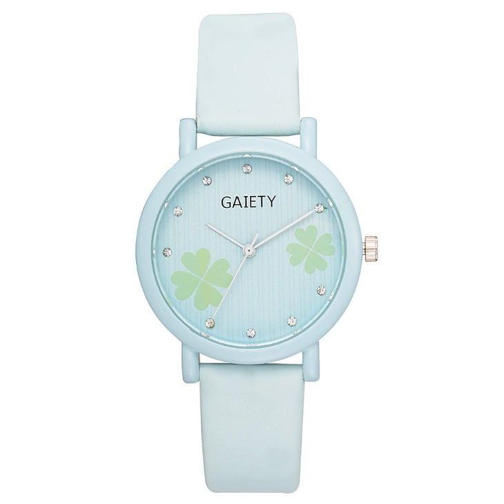Korean girls watch popular smalland elegant clover pattern with diamond mirror time scale wholesale