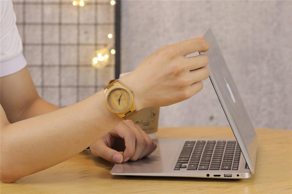 Bamboo wristwatch, men's bamboo watch, women's bamboo watch, bamboo quartz watch