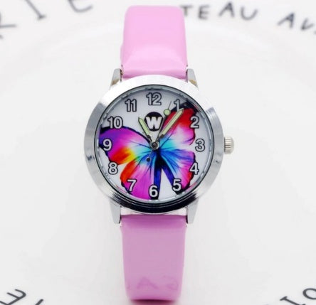 Orologi da polso per bambini, orologio da polso al quarzo per bambini, orologio da polso al quarzo per studenti, orologio impermeabile con quadrante a farfalla colorato e grazioso