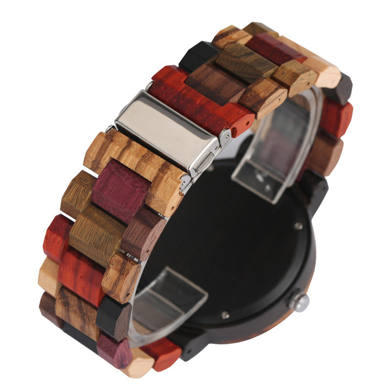 Full color wooden creative digital watch