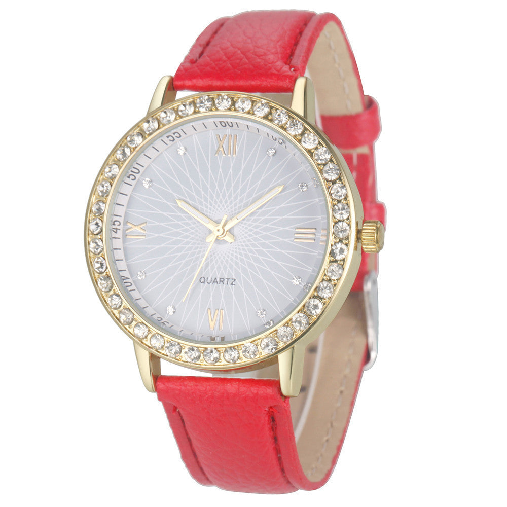 Women's watch sun face quartz watch personality rhinestone decoration fashion watch
