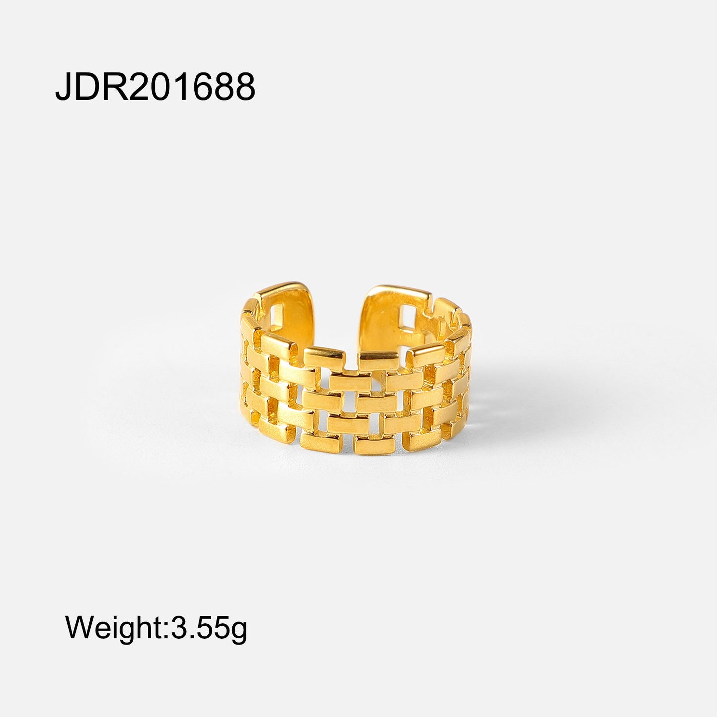 Wide Watch Band Open Ring 18K Gold Plated