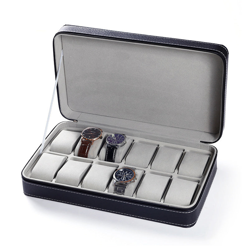 Leather Watch Zipper Storage Display Box