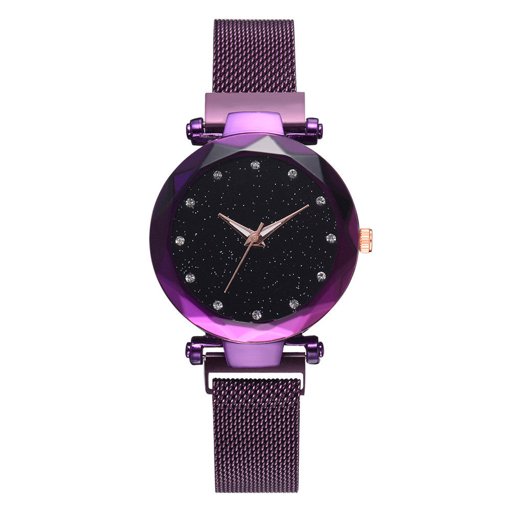 Stall supply Internet celebrity Douyin same lazy ladies watch magnet attracts iron fashion starry sky watch wholesale