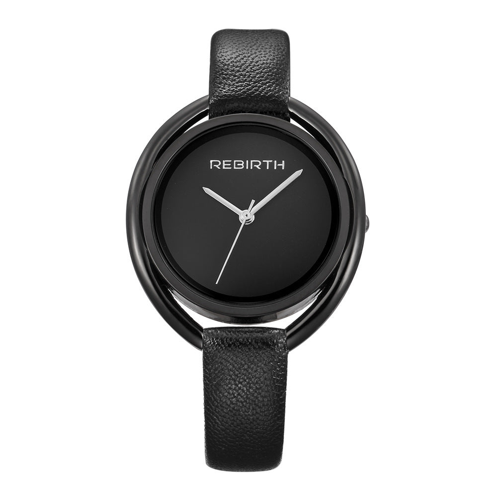 REBIRTH RE028 New Simple And Creative Double Shell Ladies Quartz Water Belt Watch