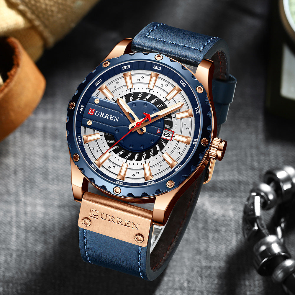 Waterproof Belt Calendar Men's Business Quartz Watch