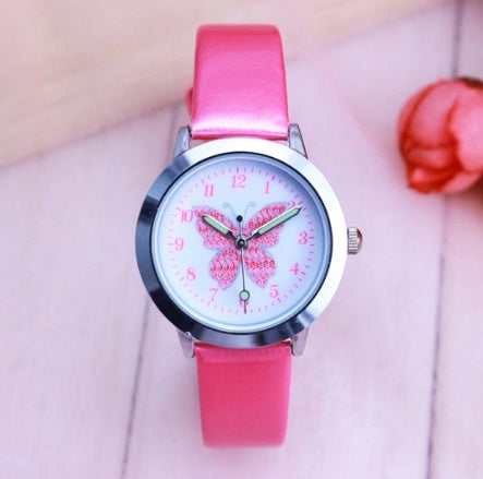 Orologi da polso per bambini, orologio da polso al quarzo per bambini, orologio da polso al quarzo per studenti, orologio impermeabile con quadrante a farfalla colorato e grazioso