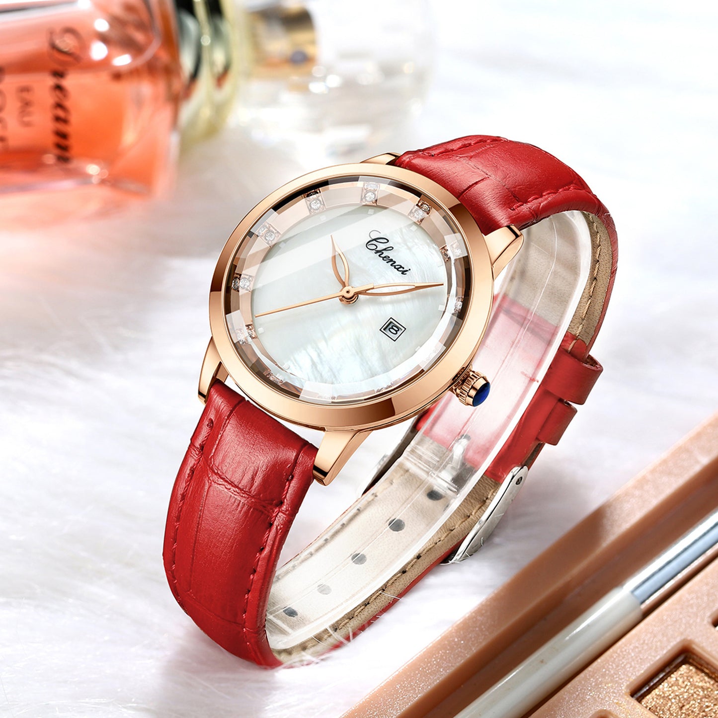 Leather Waterproof Diamond Watch Ladies Watch