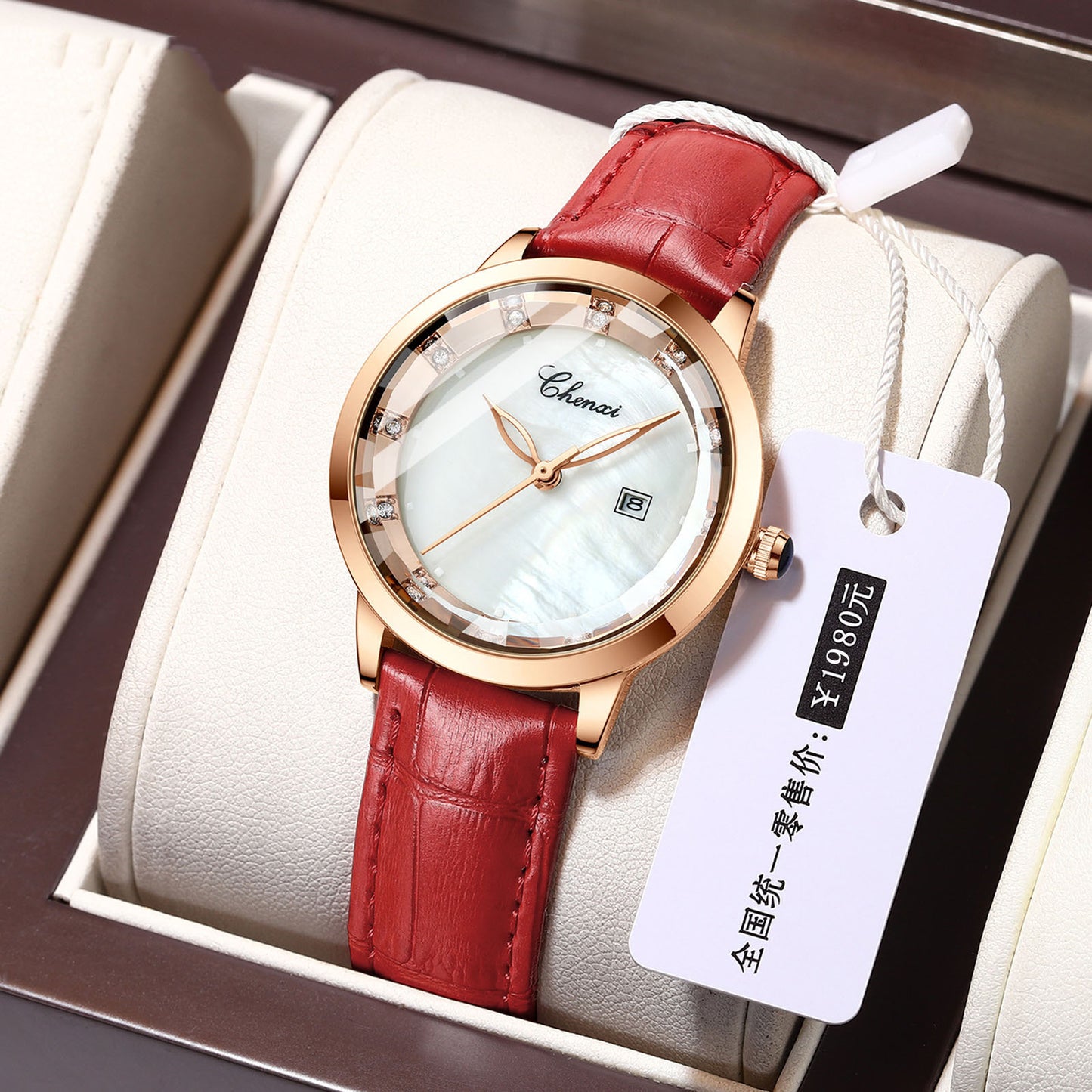 Leather Waterproof Diamond Watch Ladies Watch