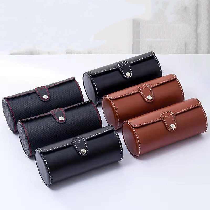Cylinder Travel Portable Watch Tie Storage Box