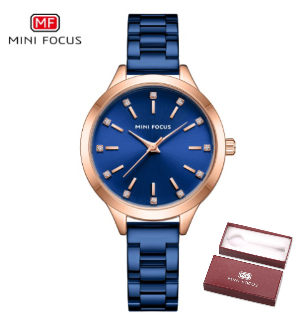MINI FOCUS brand women's watch light luxury diamond women's watch simple steel belt waterproof women's watch MF0367L