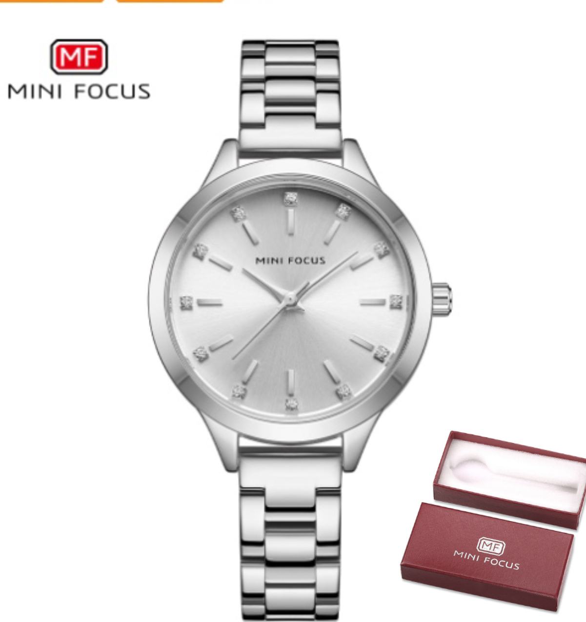 MINI FOCUS brand women's watch light luxury diamond women's watch simple steel belt waterproof women's watch MF0367L