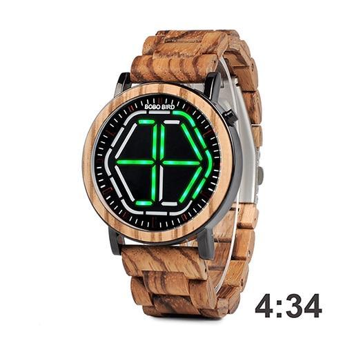 Bamboo LED Display Night Vision Digital Watch