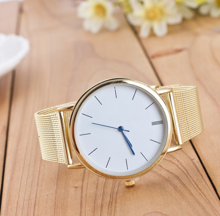 Geneva alloy mesh belt watch GENEVA ultra-thin fashion unisex quartz watch