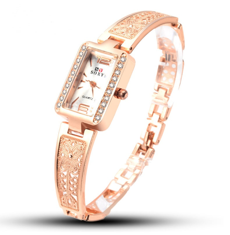 AliExpress Amazon new bracelet watch fashion design rose gold square dial ladies bracelet watch a generation