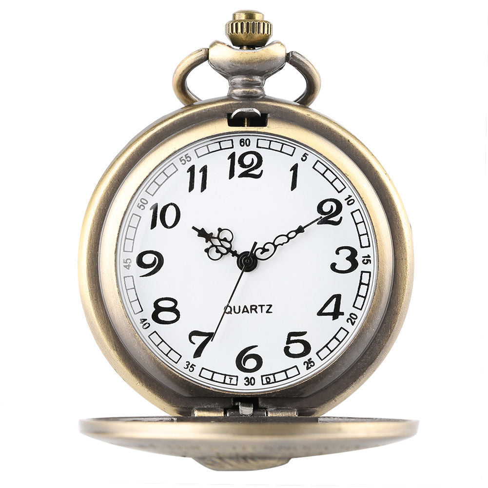 TO MY SON Theme Lion Pattern Necklace Quartz Pocket Watch