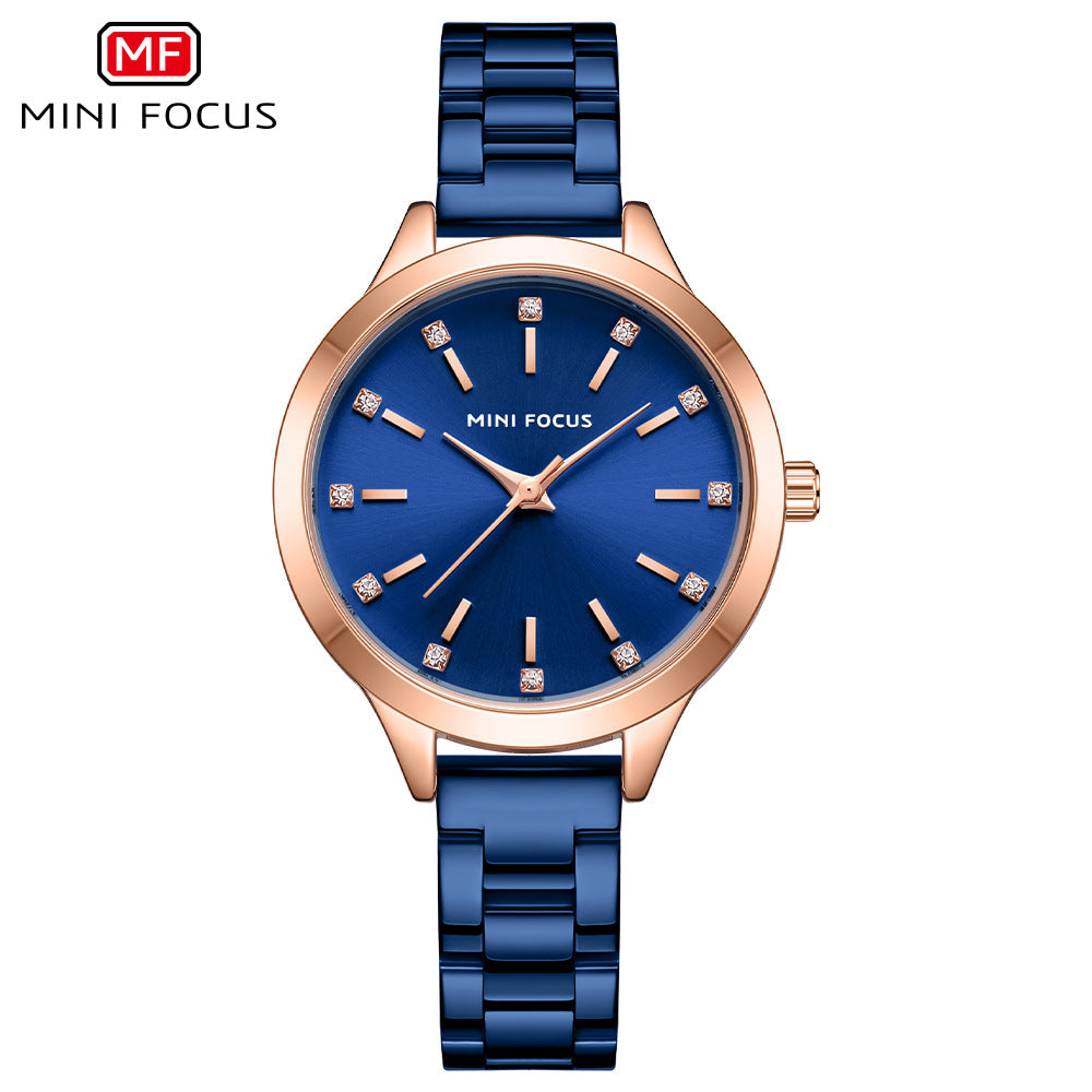 MINI FOCUS brand women's watch light luxury diamond women's watch simple steel belt waterproof women's watch MF0367L
