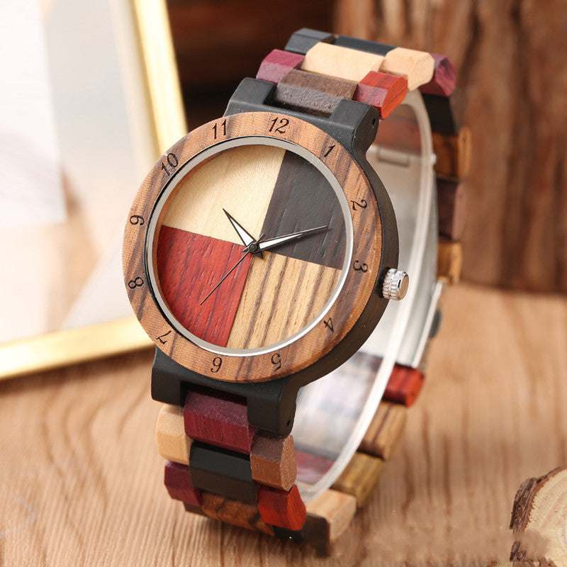 Full color wooden creative digital watch