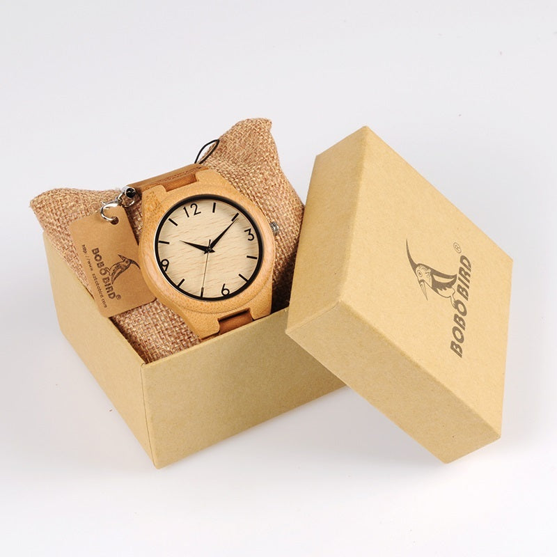 Cintura in pelle per orologio in bambù