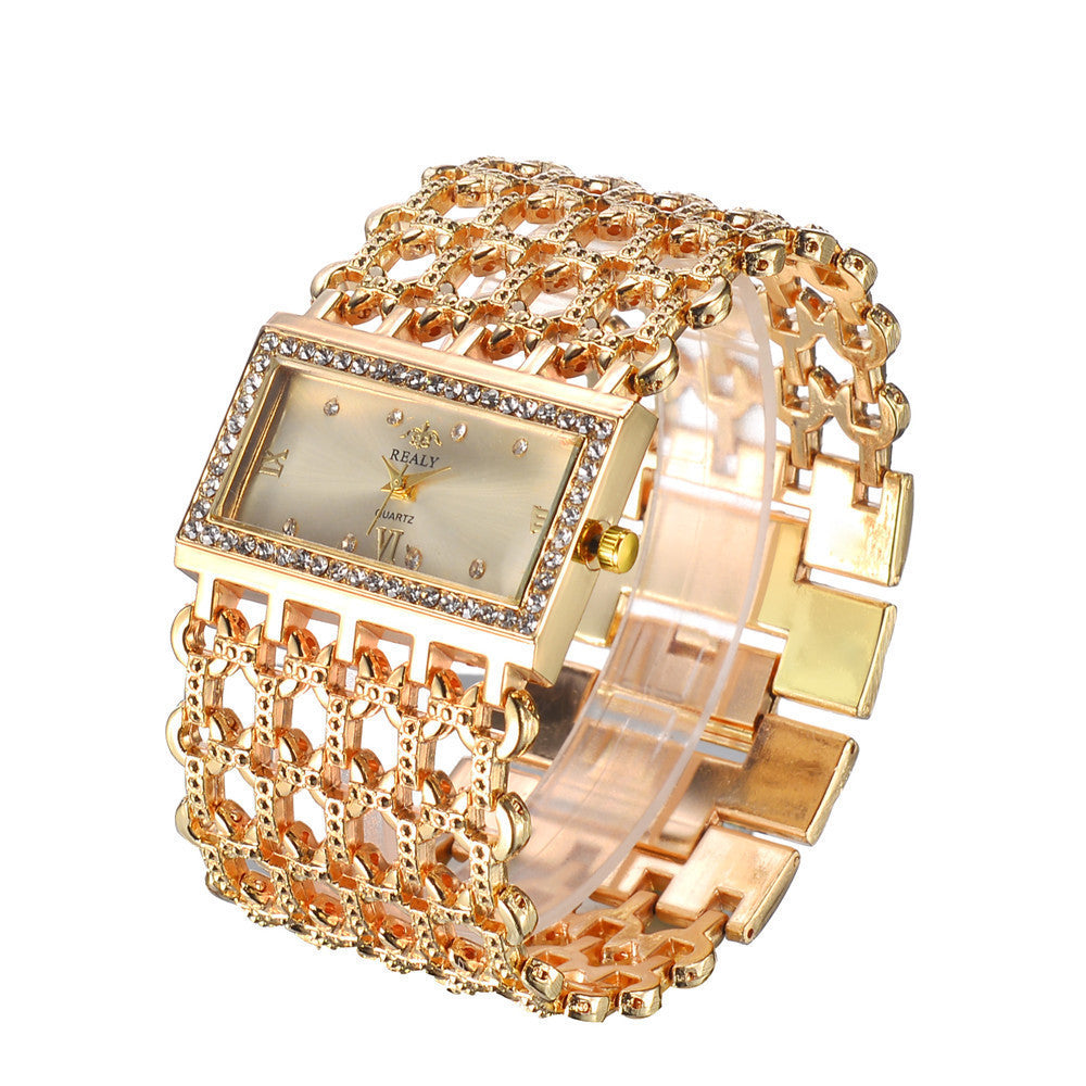 Steel chain diamond quartz fashion table