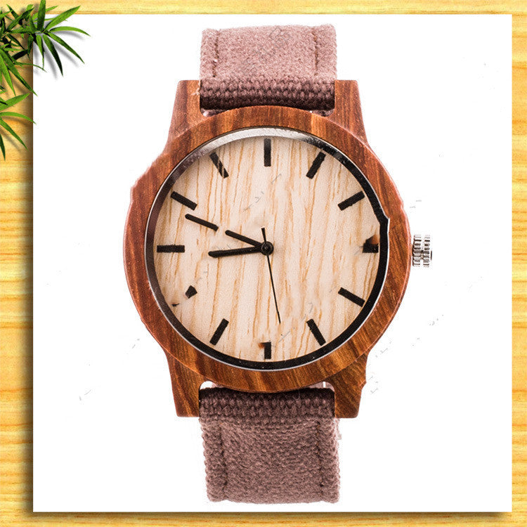 Men's And Women's Casual Wooden Canvas Strap Watch