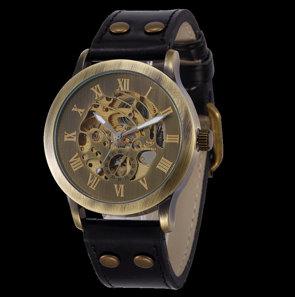 Shenhua deep Hua 9269 men's fashion leisure bronze full automatic mechanical belt watch wholesale trade