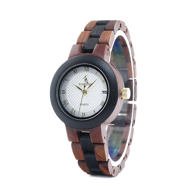 Wooden women's watch quartz