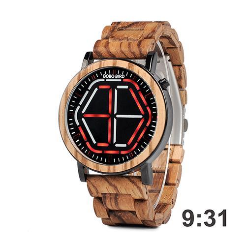 Bamboo LED Display Night Vision Digital Watch