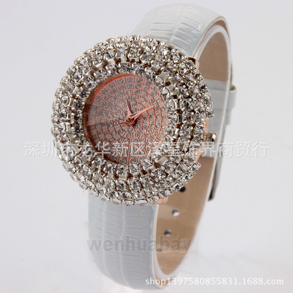 Explosive foreign trade ladies watch, star-studded leather fashion watch with rhinestones, high-end watch manufacturer (small)
