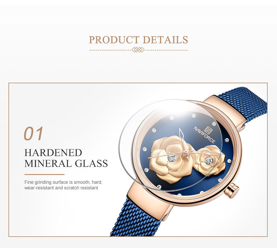 Casual fashion steel belt quartz female watch