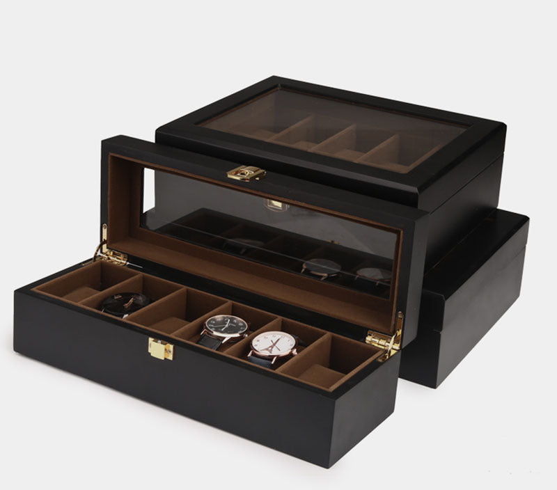 Black matte 6 grid watch box