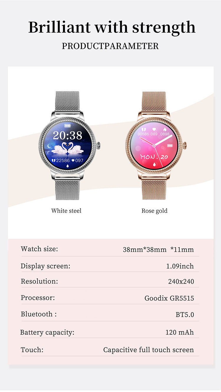 AK38 Women's Smart Watch with Heart Rate Monitor, Bluetooth Bracelet, Smart Sports Watch