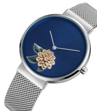 New Foreign Trade New Simple Watch Embossed Printed Watch Fashion Camellia Gift Quartz Watch