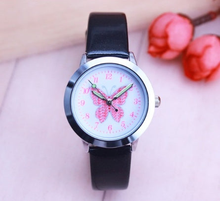 Orologi da polso per bambini, orologio da polso al quarzo per bambini, orologio da polso al quarzo per studenti, orologio impermeabile con quadrante a farfalla colorato e grazioso