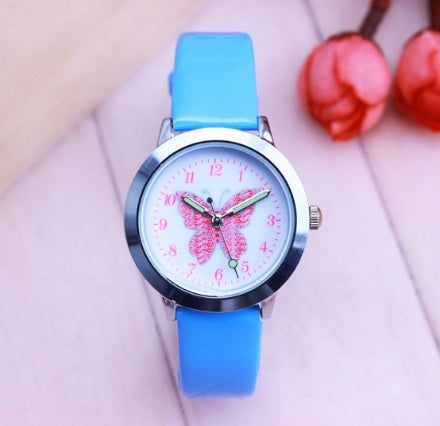Orologi da polso per bambini, orologio da polso al quarzo per bambini, orologio da polso al quarzo per studenti, orologio impermeabile con quadrante a farfalla colorato e grazioso