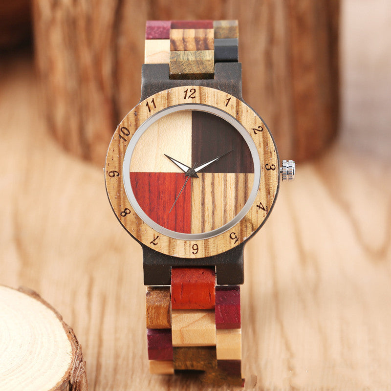 Full color wooden creative digital watch