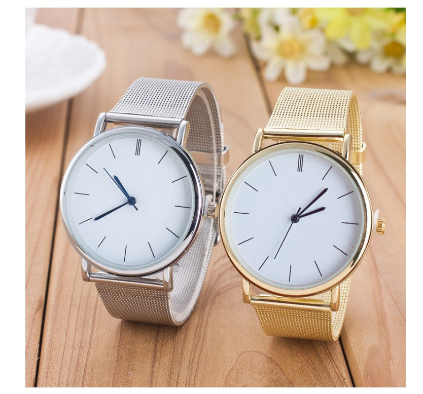 Geneva alloy mesh belt watch GENEVA ultra-thin fashion unisex quartz watch