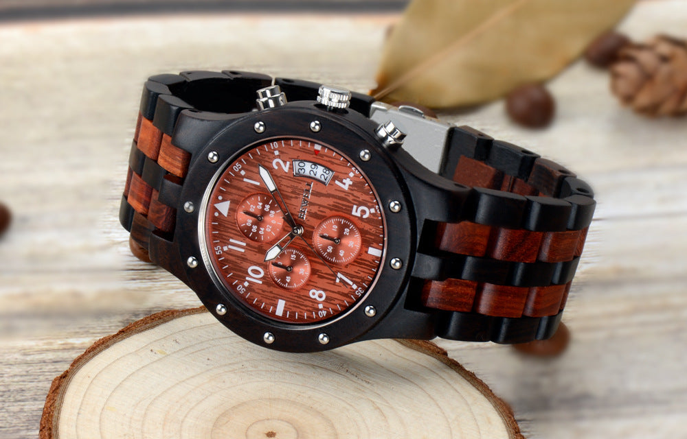 Fashion Men's Wooden Watch Luminous Watch Needles Cross-border E-commerce Factory In Stock Wholesale