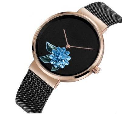 New Foreign Trade New Simple Watch Embossed Printed Watch Fashion Camellia Gift Quartz Watch