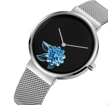 New Foreign Trade New Simple Watch Embossed Printed Watch Fashion Camellia Gift Quartz Watch