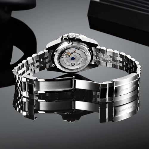 Pagani Design GMT Orologio da Uomo Orologio Meccanico Automatico Acciaio Inossidabile Impermeabile 100M, Data, Luminoso, Lunetta in Ceramica, Vetro Zaffiro Orologi da Polso