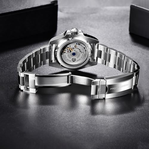 Pagani Design GMT Orologio da Uomo Orologio Meccanico Automatico Acciaio Inossidabile Impermeabile 100M, Data, Luminoso, Lunetta in Ceramica, Vetro Zaffiro Orologi da Polso