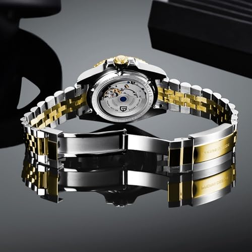 Pagani Design GMT Orologio da Uomo Orologio Meccanico Automatico Acciaio Inossidabile Impermeabile 100M, Data, Luminoso, Lunetta in Ceramica, Vetro Zaffiro Orologi da Polso